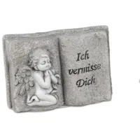 Formano Trauerstein Gedenkstein als Grabschmuck Engel mit Spruch 11x13cm