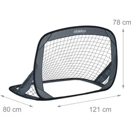 Relaxdays Fußball Pop Up Tore im 2er Set Grau,Schwarz