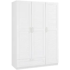 [en.casa] Kleiderschrank Finning 176x120x52 cm 1 Schublade Weiß