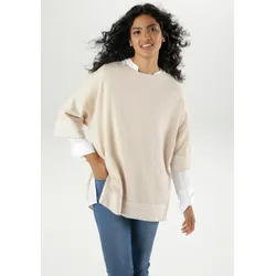 Strickpullover, im lässigen Poncho-Style, Gr. 2 (40/42/44), beige meliert-offwhite, , 43558120-2