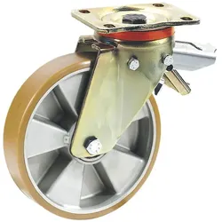 DÖRNER + HELMER Lenkrolle Polyurethan Alu-Guss-Felge Feststeller 100 mm 250 kg