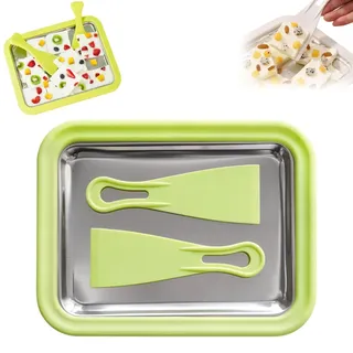 Myfroroll Ice Cream - DIY Ice Cream Roller Tray with 2 Spatulas for Gelato Sorbet Frozen Yogurt (Green, One Size)
