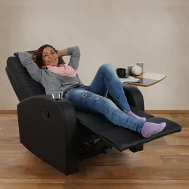 Mendler Fernsehsessel Durham, TV Sessel Relaxsessel Liegesessel, Kunstleder ~ schwarz