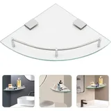 Glasregal Badezimmer, 23.5 x 23.5 x 4cm Glas Eckregal, Eckregal Glas Duschablage Glasregal Duschregal, Badezimmer Zubehör für Bad Schlafzimmer, Büro