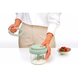 Brabantia TASTY+ Manueller Lebensmittelzerkleinerer | Handbetriebener Minizerkleinerer mit Edelstahlklingen | Zerkleinern und Verquirlen | Kompaktes Küchenwerkzeug | Jade Green