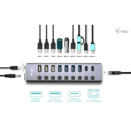 iTEC i-tec Cachargehub9lan USB-Hub, Grau