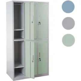 Mendler Schließfach Boston T829, Schließfachschrank Wertfachschrank Spind, Metall 6 Fächer ~ grün