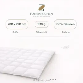 HANSKRUCHEN GmbH Hanskruchen® Daunendecke 200x220 cm Medium 100% Daunen waschbar Allergiker Ganzjahresdecke atmungsaktiv Kassettendecke weiß - Weiß