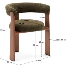 Kave Home 2er-Set Kave Home Stuhl Granite Stoff Grün