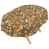 ANRO Tischdecke abwaschbar Baumwolloptik Herbstlaub Braun wetterfest Gartentischdecke (Einzelstück 1-tlg, eine Tischdecke), Stofftischdecke schmutzabweisend 320x140cm Herbstlaub Braun braun Oval | 140 cm x 320 cm