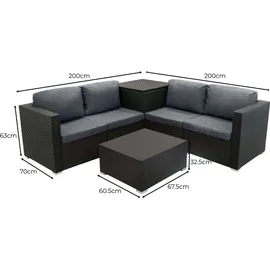 MONSTER SHOP Rattan Modular Gartenmöbel 6-tlg. schwarz