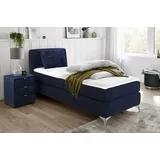 Boxspringbett JOCKENHÖFER GRUPPE ""Elfie" OTTOs Choice Topseller, inkl. Topper", blau (dunkelblau 485, 22), B:98cm L:209cm, Bezug Bett: Microfaser (100% Polyester);Topper und Matratzenspiegel: 100% Polyester, Komplettbetten, Boxspringbett, erhältlich in den Breiten 90,140 & 180cm und diversen Farbvarianten