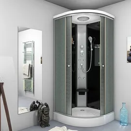 AcquaVapore D10-23M0 Komplettdusche mit Schiebetür 100 x 100 cm schwarz Sicherheitsglas D10-23M0