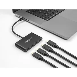 DeLock USB 3.2 Gen 2 Type-C Hub 4 x USB Type-C Bu. - Schwarz
