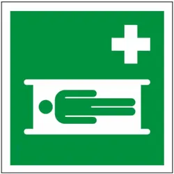 Rettungsschild als Symbol Krankentrage nach ISO 7010