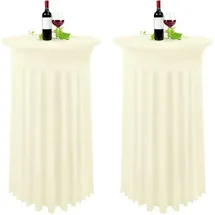 luxuskollektion 2er-Set Stretch Stehtisch-Husse Elfenbein Ø 80-85cm Spandex Tischdecke