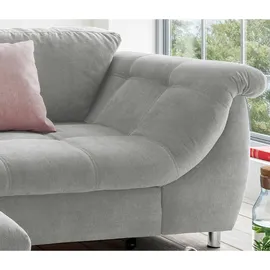 luma-home Ecksofa Schlafcouch L-Garnitur ausziehbar Ottomane links, Mikrofaser in Grau / 17004 - Grau