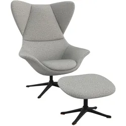Ohrensessel FLEXLUX "Stilo Relaxsessel, TV-Sessel", grau (sophisto grau), B:90cm H:115cm T:88cm, 100% Polyester, Sessel, Solitär, Stil-Ikone, drehbar, Fuß schwarz