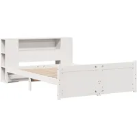 VidaXL Massivholzbett mit Regal ohne Matratze Weiß 135x190 cm