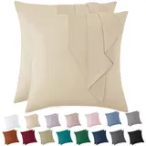 Vielit Kissenbezug 80x80 Beige Weich Kopfkissenbezug 80x80 2er Set Mikrofaser Kissenbezüge 80x80 Pillowcase Deko Kissenhülle Für Kissen 80x80 Öko-Zertifikat Resistent Hypoallergen