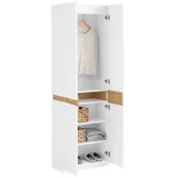 SoBuy Kleiderschrank mit 2 Türen Hochschrank Küchenschrank Aufbewahrungsschrank mit 5 Fächern Mehrzweckschrank Weiß Bht ca. 61x192x30cm