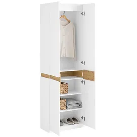 SoBuy Kleiderschrank mit 2 Türen Hochschrank Küchenschrank Aufbewahrungsschrank mit 5 Fächern Mehrzweckschrank Weiß Bht ca. 61x192x30cm