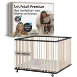 Sämann Laufgitter mit 3 Schlupfsprossen | schwarz/natur | Premium Kollektion | Gr.: 100x100 cm)