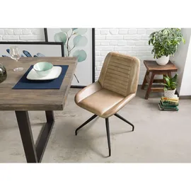 Massivmoebel24 Polsterstuhl Leder beige