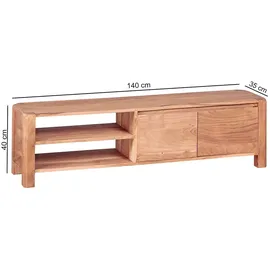 FineBuy Lowboard Massivholz Kommode 140 cm TV-Board Landhaus-Stil 40 cm TV-Möbel