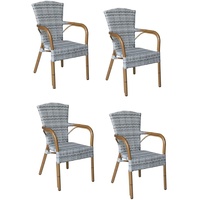 4x Konway COLOMBO Stapelsessel Granit Premium Polyrattan Garten Sessel Stuhl Set
