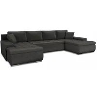 Sofnet Wohnlandschaft mit Schlaffunktion Faris U-Form - Couch, Schlafsofa mit Bettkasten, Couchgranitur mit Bettfunktion, Big Sofa, Bettsofa (Dunkelgrau (Kronos 22))
