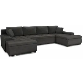 Sofnet Wohnlandschaft mit Schlaffunktion Faris U-Form - Couch, Schlafsofa mit Bettkasten, Couchgranitur mit Bettfunktion, Big Sofa, Bettsofa (Dunkelgrau (Kronos 22))