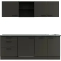 OPTIFIT Madrid420 Küchenzeile 210 cm Anthrazit