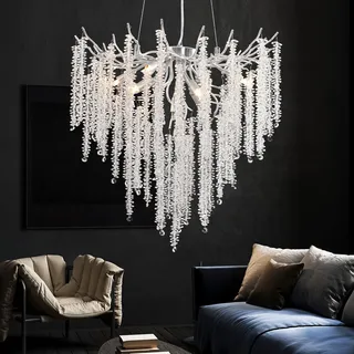AHXIAOZN Modern Kronleuchter Kristall Leuchte,Luxus Kristall Pendelleuchte,Dimmbar Rund Kristall Hängeleuchte,für Esszimmer, Küche, Wohnzimmer, Schlafzimmer, Flur, Café,Bar(Silber,60cm)