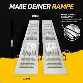 monzana Auffahrrampe Stahl 171 cm silber 2 Stück klappbar 400 kg Tragkraft
