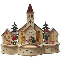 MARELIDA LED Weihnachtsdorf mit Musik und fahrendem Zug Spieluhr