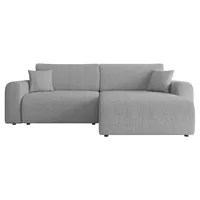 MIRJAN24 Ecksofa Floryn L Cord, Polsterecke, L-Form Schlafsofa, Eckcouch mit Bettkasten (Farbe: Poso 110) - Grau