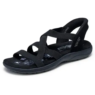 SKECHERS Damen Reggae Slim-Stretch Flex Hands Free Slip-Ins Sandalen, Schwarz/Schwarz, 35 EU