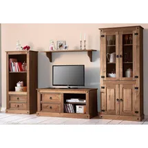 Home Affaire Wohnwand, (Set, 3-St), bestehend aus 1 Vitrine, 1 Lowboard und 1 Regal, ohne Wandboard braun