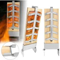 UISEBRT 2 Stück Flammlachsbretter Flammlachs Flame Salmon Board mit Edelstahl-Halterung 5 Stufen Einstellbar Räucherbrett für Lachsfilet