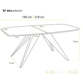 WFL GROUP Foster 180 x 76 x 90 cm ausziehbar braun