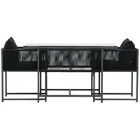 VCM ebuy24 Noto Café-Set 1 Esstisch, 2 Stühle schwarz.