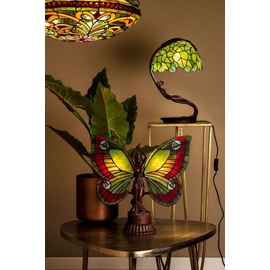Clayre&Eef Tischlampe 5LL-6085 Schmetterling im Tiffany-Stil