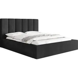WFL GROUP Polsterbett Amira mit Bettkasten Schwarz Samt 200x200 cm