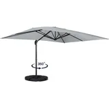 360° Drehbarer Und Neigbarer Sonnenschirm Calvi Hellgrau 3x4 M Mit 4 Platten Und Hülle