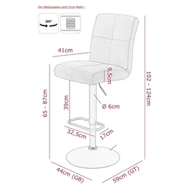 Hela Tische, 2er Set Barhocker Leni -Bezug Cord Anthrazit -360° drehbar, höhenverstellbar- Komfortsitz Federkorb Schwarz - ... - Schwarz
