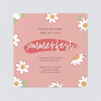 Business Einladungskarten (5 Karten) selbst gestalten, Gänseblumen - Rosa