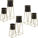 ML-Design Blumenständer 6Er Set Schwarz-Gold 218x22x47cm 25x25x71cm Stahl