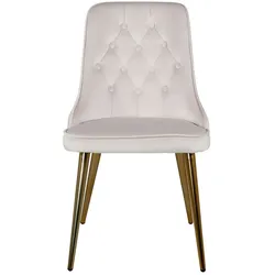 VelvetDeluxe Esszimmerstuhl Velour beige, Messing dekor.