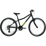 TechniBike PYRO TWENTYFOUR large matt schwarz: leichtes 24-Zoll Kinderfahrrad Schaltgriff One Size